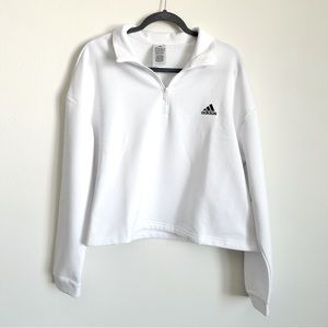 White 1/4 Zip Cropped Sweatshirt I Size: 2XL I adidas I NWT
